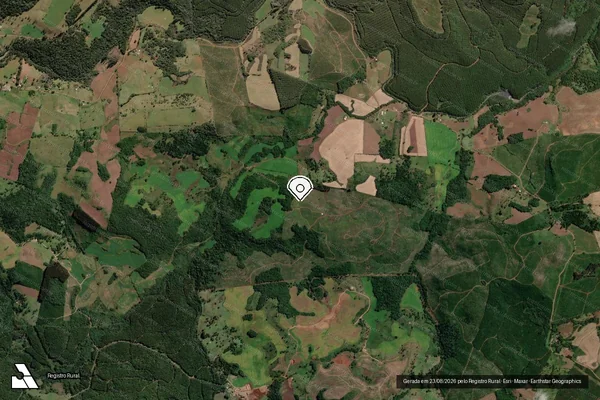 Imagem de satélite de Infração Ambiental em Vargem - SC (marcador da localização)