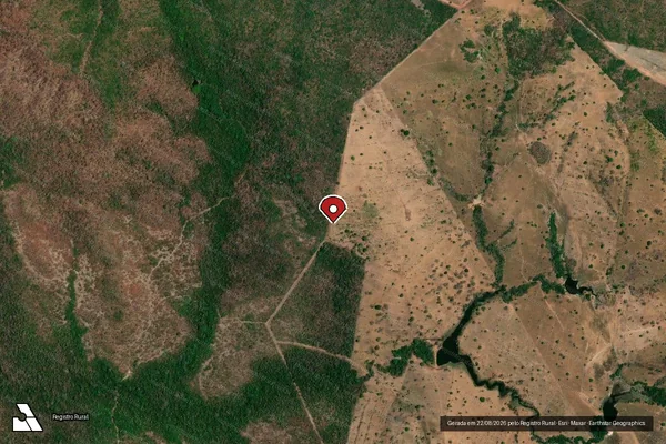 Imagem de satélite de Infração Ambiental em Goianorte - TO (marcador da localização)