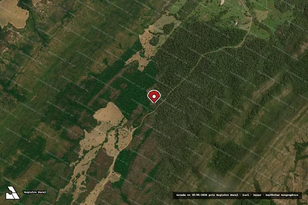 Imagem de satélite de Infração referente a Qualidade Ambiental em Barra do Bugres - MT (marcador da localização)