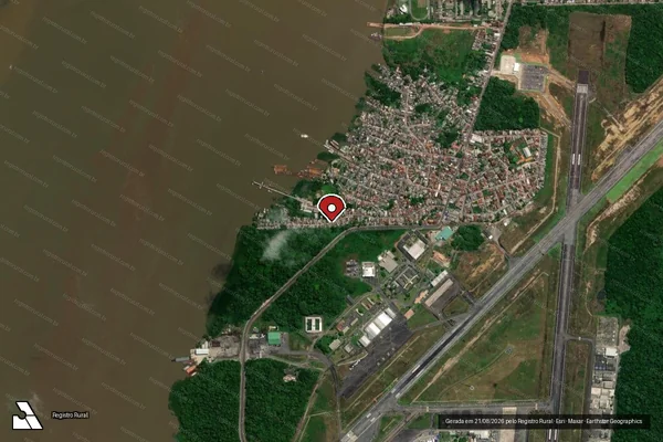 Imagem de satélite de Infração Ambiental em Belém - PA (marcador da localização)