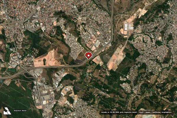 Imagem de satélite de Infração Ambiental em Betim - MG (marcador da localização)