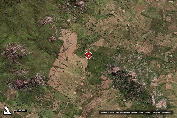 Imagem de satélite de Desmatamento em Exu - PE (marcador da localização)