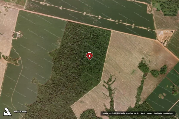 Imagem de satélite de Infração da Flora em Matupá - MT (marcador da localização)