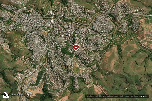 Imagem de satélite de Infração da Fauna em Muriaé - MG (marcador da localização)