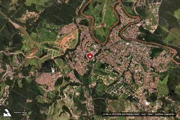 Imagem de satélite de Infração da Fauna em Brumadinho - MG (marcador da localização)