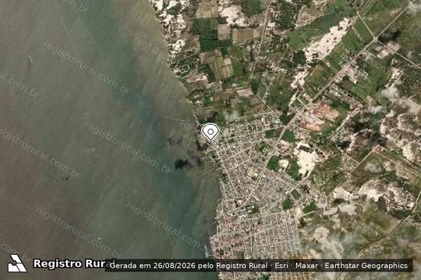 Imagem de satélite de Infração Ambiental em São José do Norte - RS (marcador da localização)