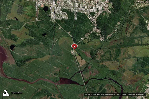Imagem de satélite de Infração referente a Qualidade Ambiental em Florianópolis - SC (marcador da localização)