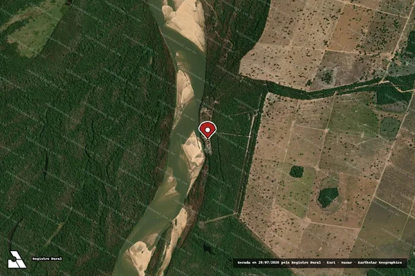 Imagem de satélite de Infração da Flora em Aruanã - GO (marcador da localização)