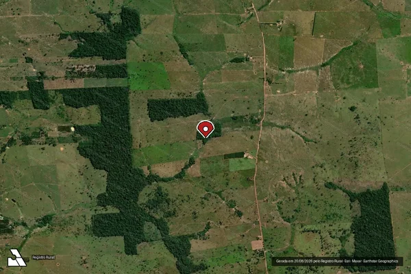 Imagem de satélite de Desmatamento em São Francisco do Guaporé - RO (marcador da localização)