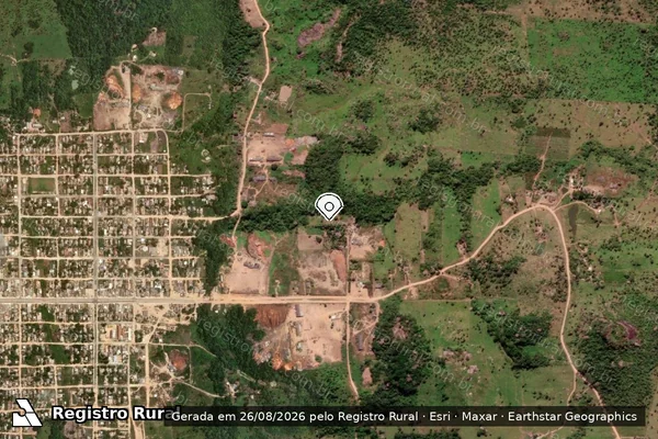 Imagem de satélite de Infração da Flora em Aripuanã - MT (marcador da localização)
