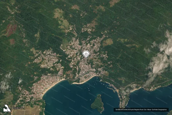 Imagem de satélite de Infração Ambiental em Mangaratiba - RJ (marcador da localização)