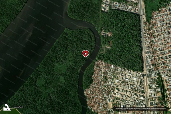 Imagem de satélite de Infração Ambiental em João Pessoa - PB (marcador da localização)
