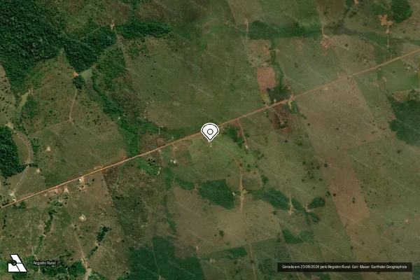 Imagem de satélite de Infração Ambiental em Acrelândia - AC (marcador da localização)