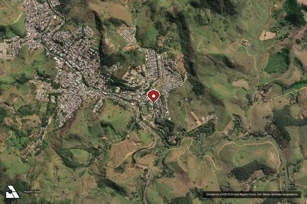 Imagem de satélite de Infração da Fauna em Carangola - MG (marcador da localização)