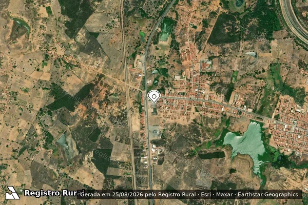 Imagem de satélite de Infração Ambiental em Penaforte - CE (marcador da localização)