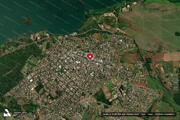 Imagem de satélite de Infração Ambiental em Guaíra - PR (marcador da localização)