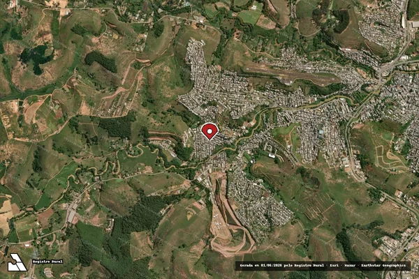 Imagem de satélite de Infração da Fauna em Muriaé - MG (marcador da localização)
