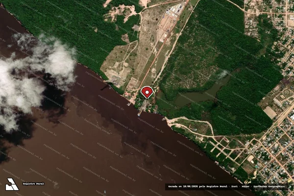 Imagem de satélite de Infração da Flora em Moju - PA (marcador da localização)