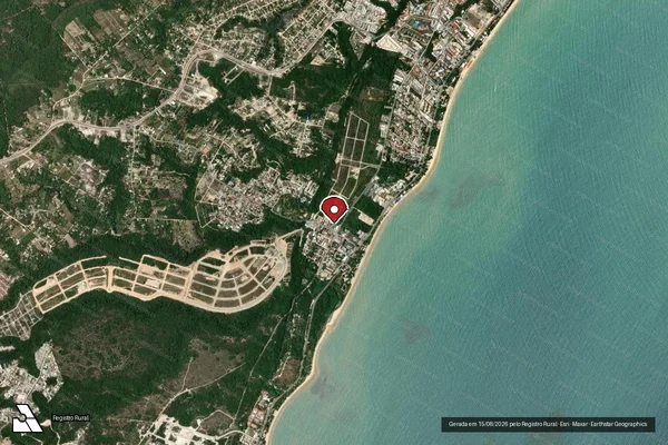 Imagem de satélite de Infração Ambiental em Porto Seguro - BA (marcador da localização)