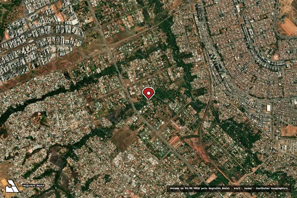 Imagem de satélite de Infração Ambiental em Brasília - DF (marcador da localização)