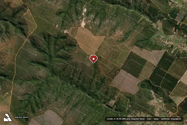 Imagem de satélite de Infração Ambiental em Indaiabira - MG (marcador da localização)
