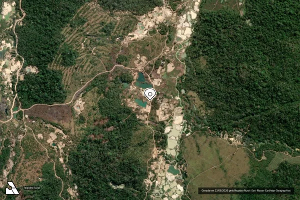 Imagem de satélite de Infração Ambiental em Nova Bandeirantes - MT (marcador da localização)