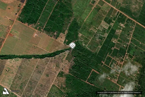 Imagem de satélite de Infração da Flora em Sinop - MT (marcador da localização)
