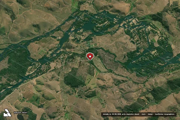 Imagem de satélite de Infração Ambiental em Itaocara - RJ (marcador da localização)