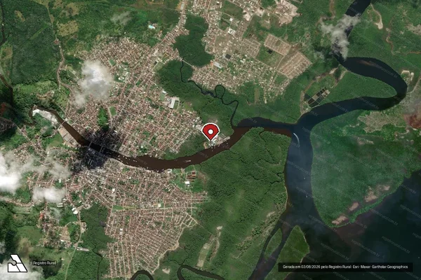 Imagem de satélite de Infração Ambiental em Valença - BA (marcador da localização)