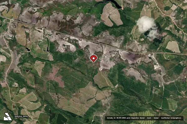 Imagem de satélite de Infração Ambiental em Belmonte - BA (marcador da localização)