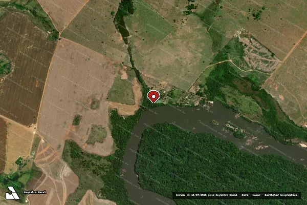 Imagem de satélite de Infração Ambiental em Juara - MT (marcador da localização)