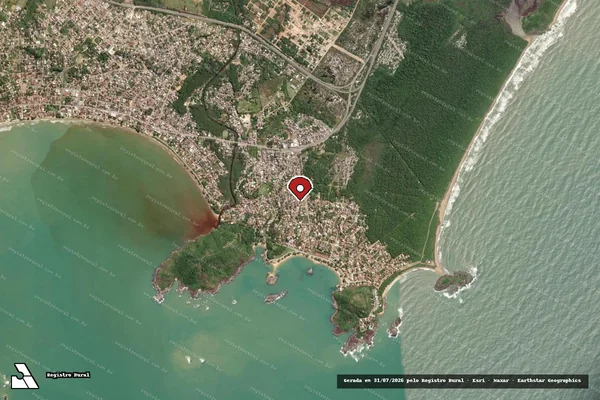 Imagem de satélite de Infração referente a Qualidade Ambiental em Guarapari - ES (marcador da localização)
