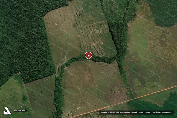 Imagem de satélite de Infração Ambiental em Lábrea - AM (marcador da localização)