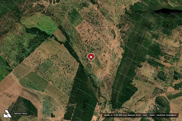 Imagem de satélite de Infração Ambiental em Cáceres - MT (marcador da localização)