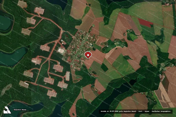 Imagem de satélite de Infração Ambiental em Santa Helena - PR (marcador da localização)