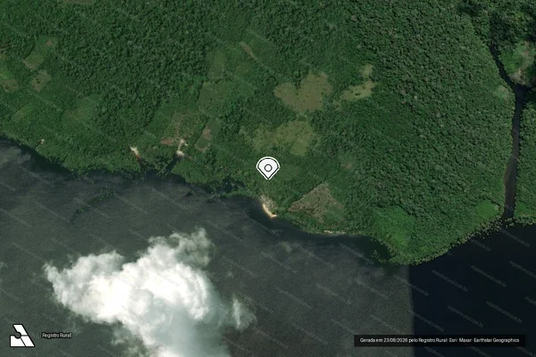 Imagem de satélite de Infração Ambiental em Maués - AM (marcador da localização)