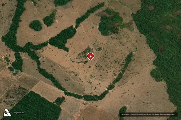 Imagem de satélite de Infração Ambiental em Nova Bandeirantes - MT (marcador da localização)