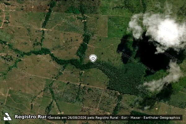Imagem de satélite de Infração da Flora em Nova Mamoré - RO (marcador da localização)