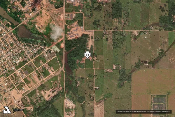 Imagem de satélite de Infração Ambiental em Juruena - MT (marcador da localização)