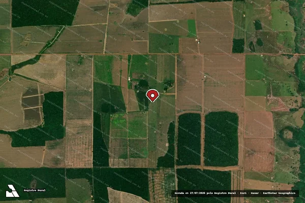 Imagem de satélite de Infração Ambiental em Cabixi - RO (marcador da localização)