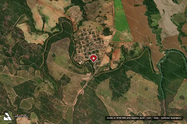 Imagem de satélite de Infração Ambiental em Araguainha - MT (marcador da localização)
