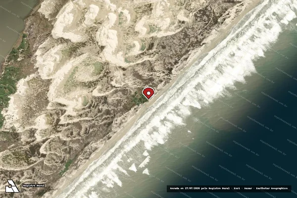 Imagem de satélite de Infração Ambiental em Tavares - RS (marcador da localização)