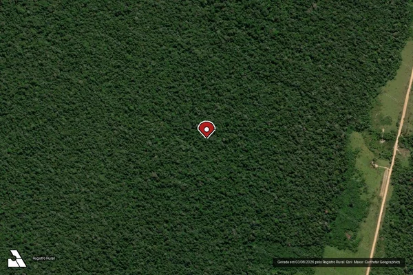 Imagem de satélite de Infração Ambiental em Apuí - AM (marcador da localização)