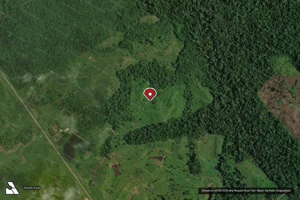 Imagem de satélite de Infração da Flora em Feijó - AC (marcador da localização)