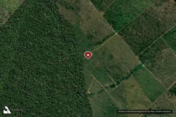 Imagem de satélite de Infração Ambiental em Apuí - AM (marcador da localização)