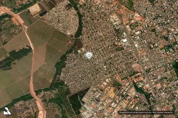 Imagem de satélite de Infração Ambiental em Rondonópolis - MT (marcador da localização)