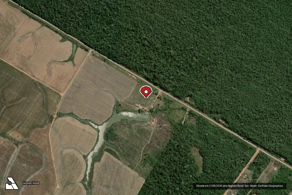 Imagem de satélite de Infração Ambiental em Humaitá - AM (marcador da localização)