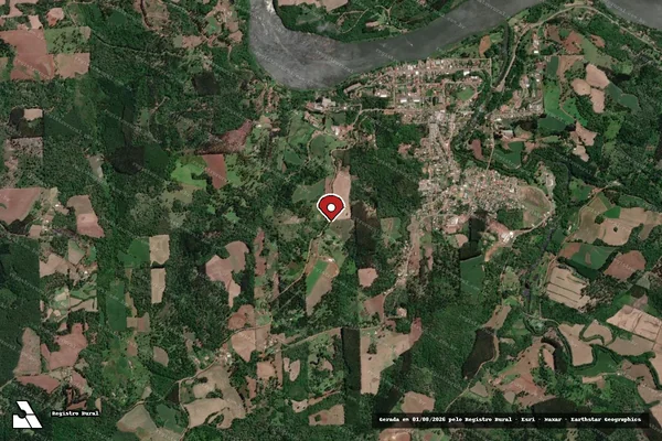 Imagem de satélite de Infração Ambiental em Porto Vitória - PR (marcador da localização)