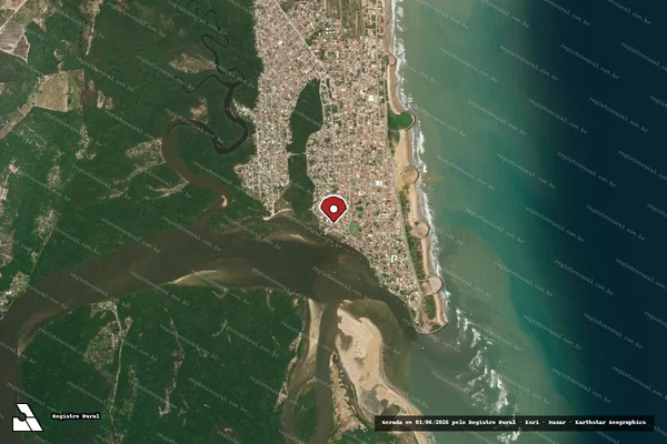 Imagem de satélite de Infração Ambiental em Conceição da Barra - ES (marcador da localização)