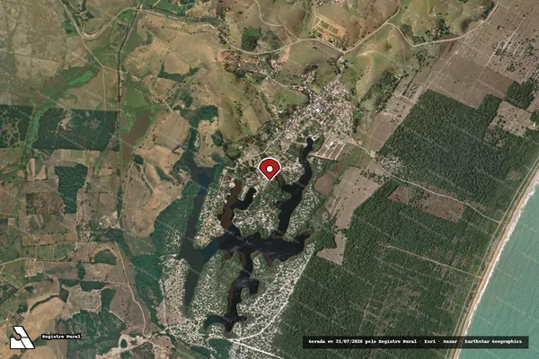 Imagem de satélite de Infração da Flora em Itapemirim - ES (marcador da localização)
